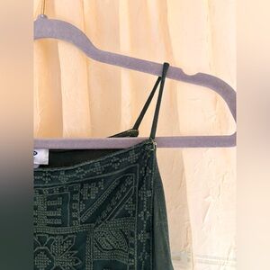 Green Patterned Spaghetti Strap Top